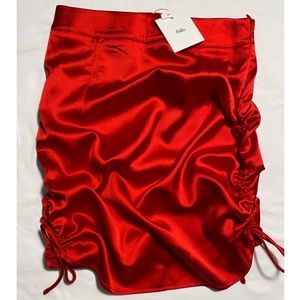 NWT Adika Red Satin Skirt